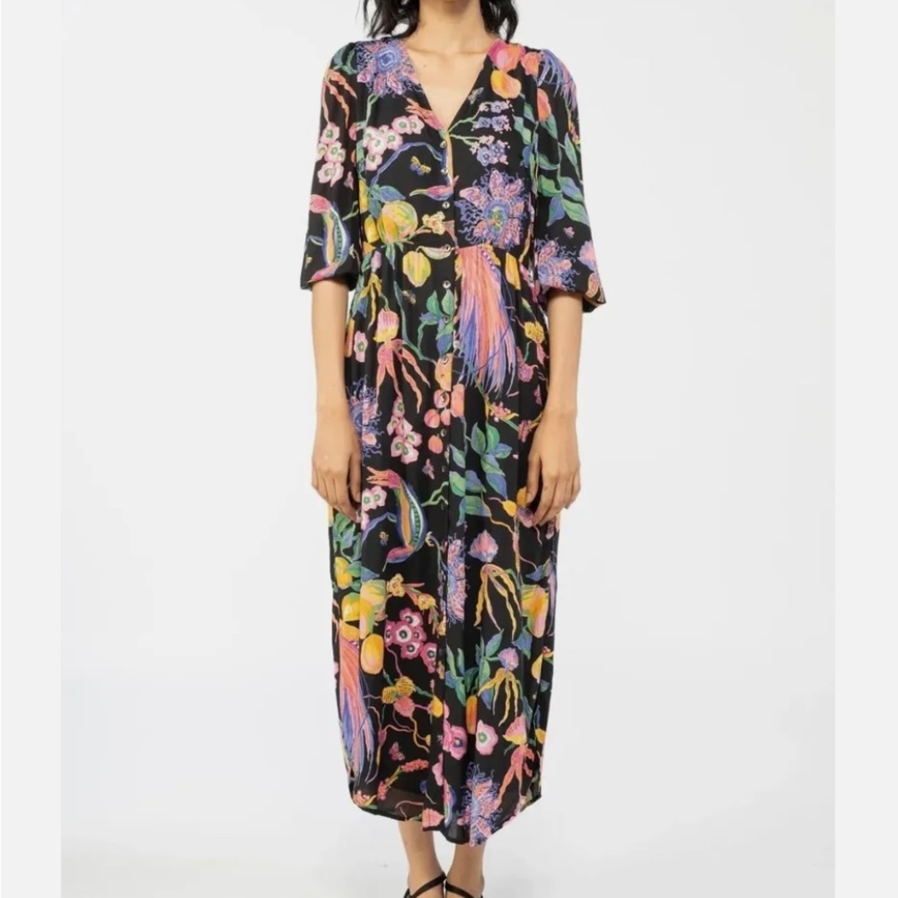 Banjanan Black Floral dress- EUC- M